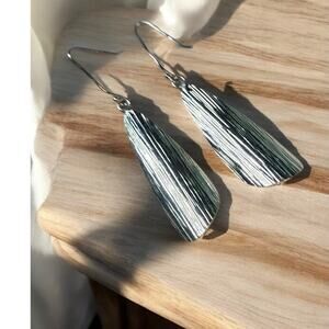 Hammered Drop Sterling Silver 925 Earrings Long - Modern Textured Dangle
